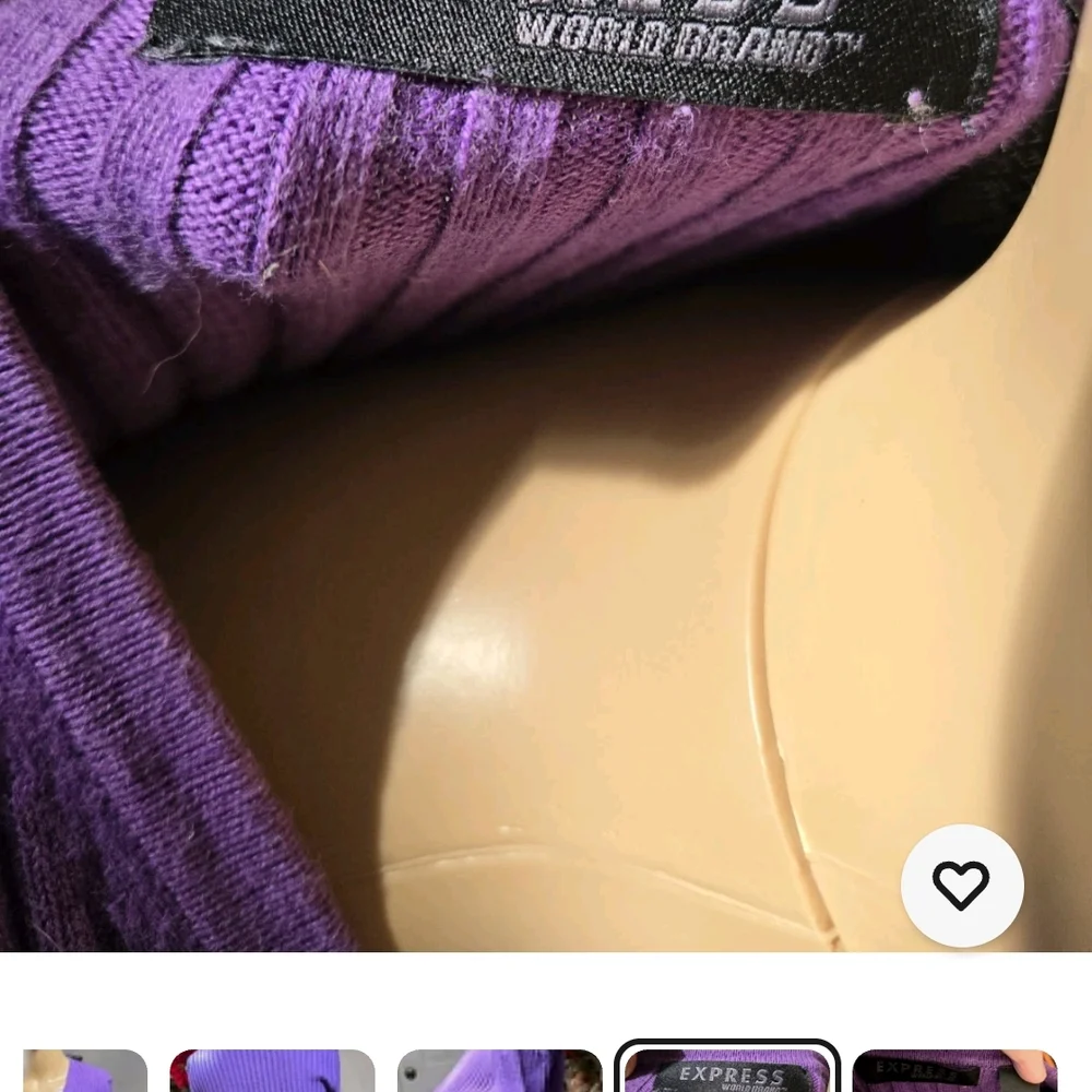 Express Purple Ribbed V-Neck Cardigan - Picture 6 of 9